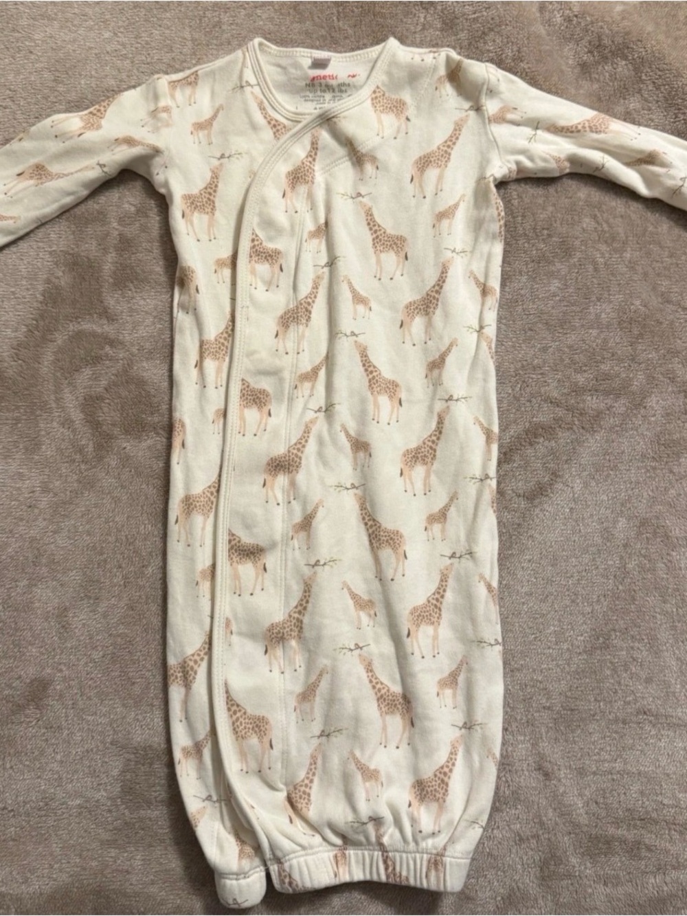 Magnetic Me Cream Sleeper Gown with Tan Giraffe Print